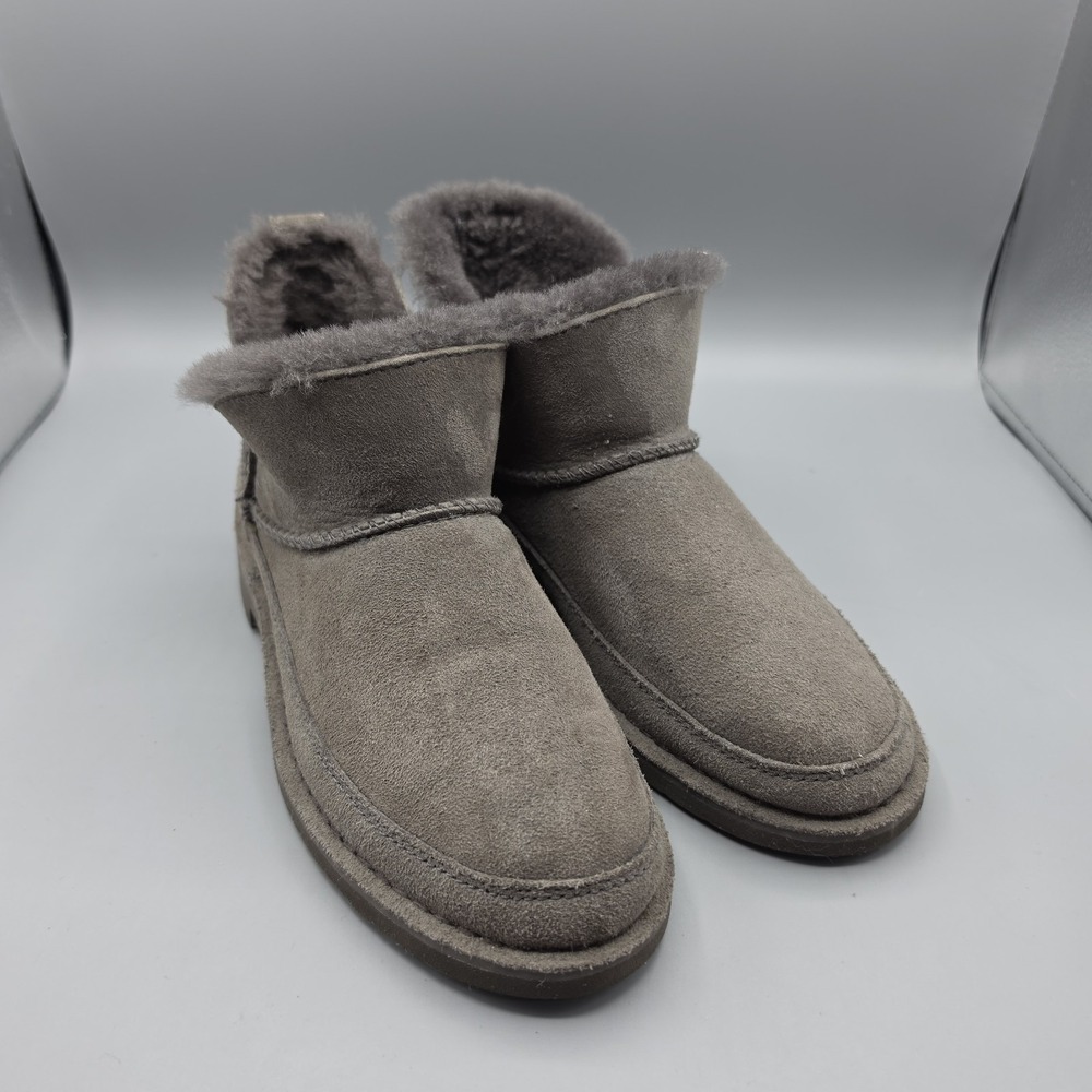 Ugg Melrose Boots Womens 7 Gray Suede Shearling Ankle Booties Warm‎ Insulated